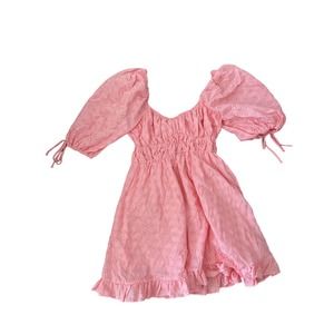 4S13NNA Embroidered Eyelet Mini Dress Pink Women's XS